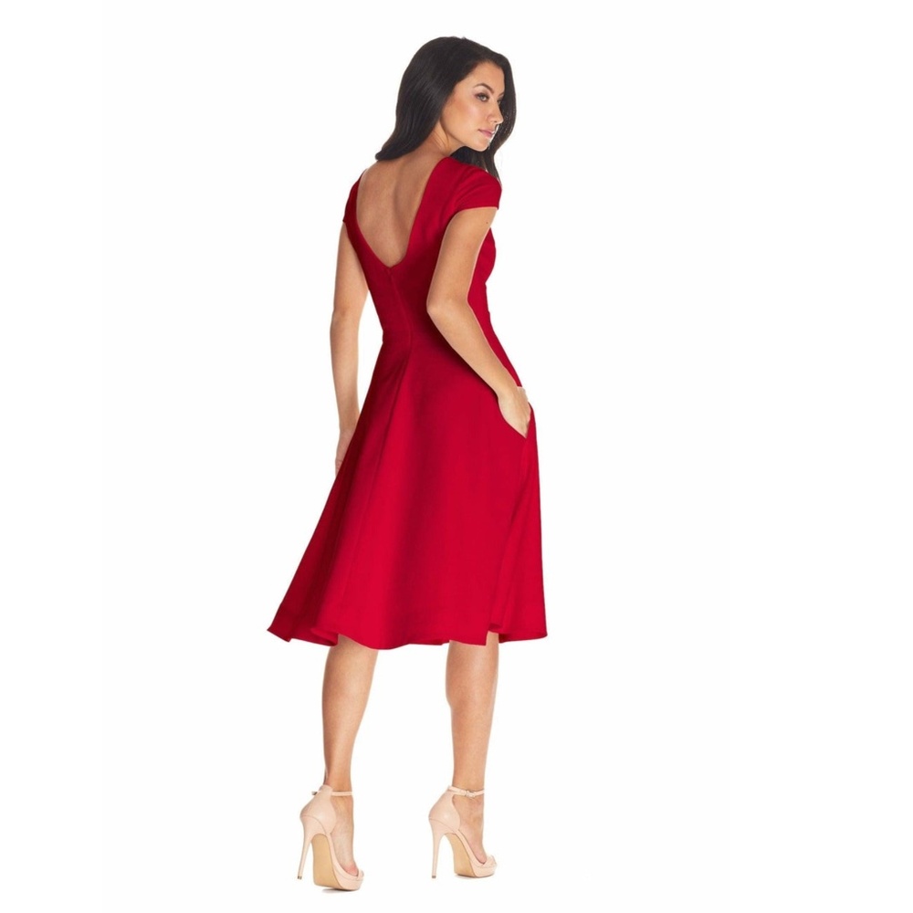 NEW DRESS THE POPULATION Livia GARNET Red Fit & Flare MIDI Cocktail DRESS S - Picture 10 of 14